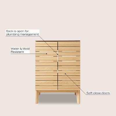 Calandre 24" Oak Slat Modern Farmhouse Bath Vanity Cabinet