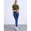 Allegra K Women's Turndown Collar Short Sleeves Crop Casual Jean Jacket - 4 of 4