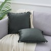 Unique Bargains Farmhouse Bedroom Decorative Velvet Pompoms Fringe Throw Pillow Covers 2 Pcs - 2 of 4