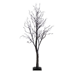 Nearly Natural 4-ft Pre-Lit Halloween Deluxe Black Twig Artificial Fall Tree with 81 Orange and Purple LED Lights - 1 of 4
