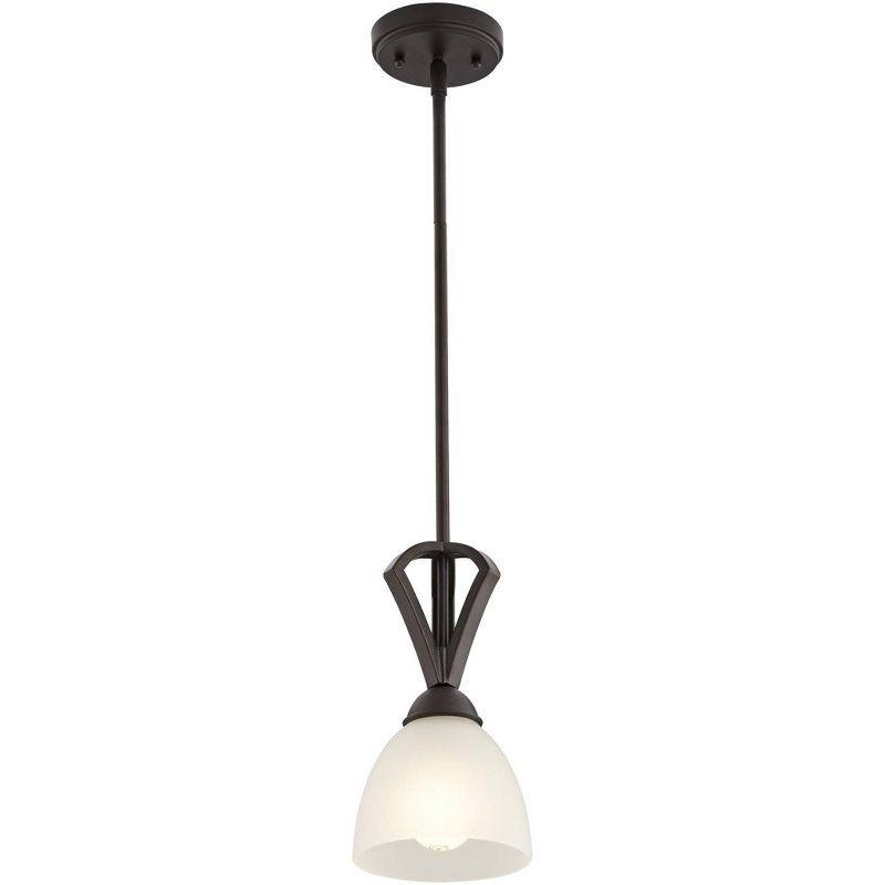 Possini Euro Design Milbury Bronze Mini Pendant Light 6" Wide Industrial White Frosted Glass Shade for Dining Room House Foyer Kitchen Island Entryway, 5 of 8