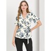 Allegra K Women's Floral V Neck Tie Waist Short Sleeve Belted Ruffle Wrap Shirt - image 4 of 4