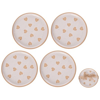 Transpac Ceramic App Plates w/Hearts Set of 4 Home Decorations Valentines