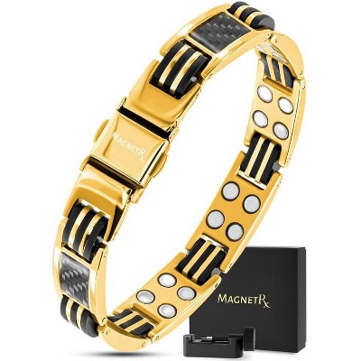 3X Strength Titanium Magnetic Bracelet for Men, Adjustable with Fold-Over Clasp, Sizing Tool & Gift Box, Black