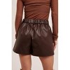 Women's Faux Leather Pleated Shorts - Hem & Thread - 2 of 4