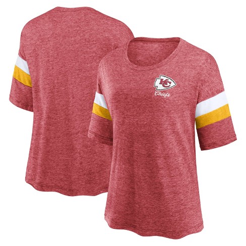 NFL Kansas City Chiefs Women's Weak Side Blitz Marled Left Chest Short Sleeve T-Shirt - L