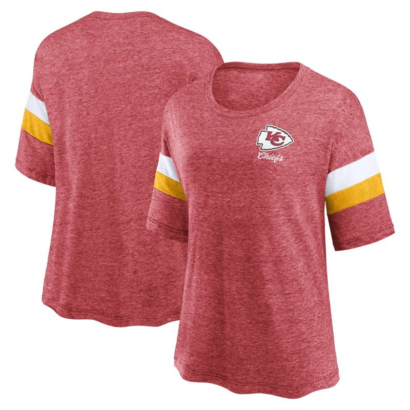 NFL Kansas City Chiefs Women&#39;s Weak Side Blitz Marled Left Chest Short Sleeve T-Shirt, 1 of 4