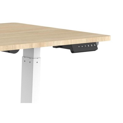 White Adjustable Height Sit-Stand Desk with Wood Top