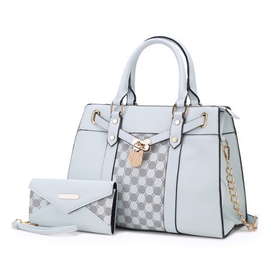 MKF Collection Christine Circular Print Vegan Leather Satchel Bag for Women with Matching Wallet by Mia K