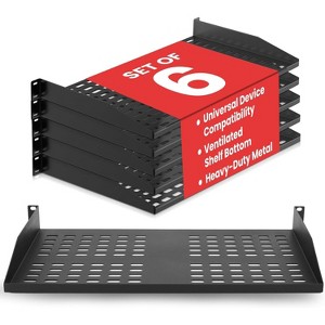 Pyle 1U Server Rack Shelf Mount Tray - Heavy-Duty Metal Construction (PLRSTN14UX6) - 6-Pack - 1 of 4