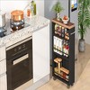 ORRD 4-Tier Slim Rolling Cart, 20” Narrow Utility Storage Organizer with Wheels & Handle for Kitchen, Bathroom, Laundry - Brown & White - 4 of 4