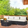 Tangkula 5PCS Patio Outdoor Rattan Sofa Conversation Set w/ Seat & Back Cushions Off White - 4 of 4
