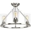 Progress Lighting, Debut Collection, 3-Light Semi-Flush Mount, Brushed Nickel, Clear or Frosted Seeded Shades - 3 of 4