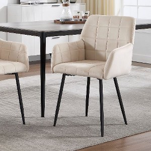 Kumasinova 2-Piece Ergonomic Velvet Dining Chairs with Armrests, Cushioned Seats, Metal Legs, Kitchen Chair with Anti-Slip Floor Protectors, - 1 of 4