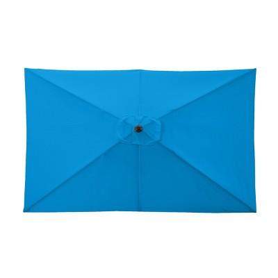Bright Blue Rectangular Steel Frame Patio Umbrella with Crank and Tilt