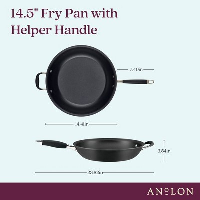 14.5-Inch Black Aluminum Nonstick Frying Pan with Helper Handle