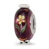 Black Bow Jewelry Fenton Sterling Silver Hand Painted Whooo! 3D Glass Bead Charm - 4 of 4