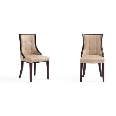 Sapphtopaz 2PCS Modern Dining Chairs with Backrest Mid-Century PU Upholstered Living Room Chair with Wood Frame for Dining Room, Kitchen