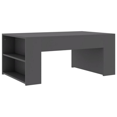 Elegant Gray Engineered Wood Outdoor Coffee Table with Storage