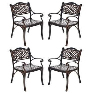 Tangkula 2/4 Pieces Outdoor Bistro Dining Chair Set All-Weather Cast Aluminum Chairs with Armrests and Curved Seats - 1 of 4