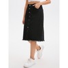 INSPIRE CHIC Women's Denim Button Down High Waist with Pockets H-Line Midi Skirts - 2 of 4