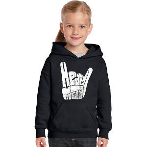 LA Pop Art Girl's Word Art Hooded Sweatshirt - Heavy Metal - 1 of 4