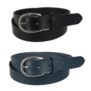 CTM Women's Adjustable Smooth Leather Dress Belt Set - 1 of 4