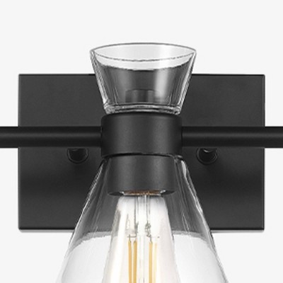 Globe Electric 3-Light Matte Black Vanity Light with Clear Glass Shades: ETL Listed, Metal Body, Dimmable