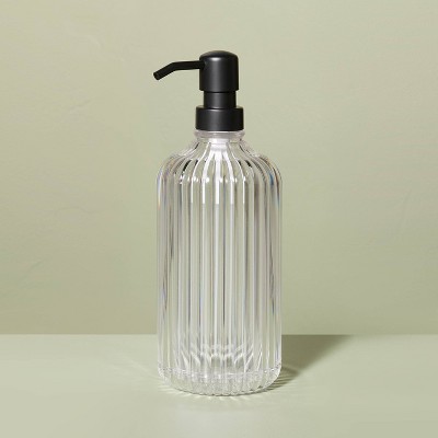 Etched Glass and Brass Soap Dispenser - Magnolia