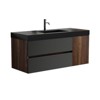phiestina 48" Walnut Bathroom Vanity with Matt Black Sink, Soft Black Drawers & Door, Wall Mounted, Pre-Assembled - 4 of 4