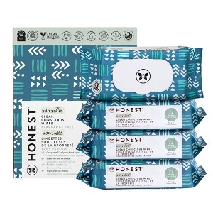 The Honest Company Plant-Based Baby Wipes made with over 99% Water - Balance Blues - 288ct - 1 of 4
