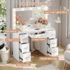 Vanity Desk with Mirror and LED Lights, White Makeup Vanity with 7 Drawers and a Power Strip - 3 of 4