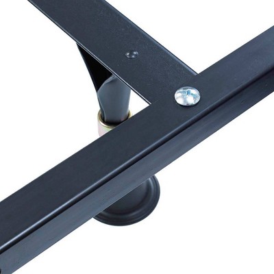 Adjustable Black Metal Twin/Full Bed Frame with Glides