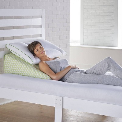 Green and White Memory Foam Wedge Pillow with Bamboo Cover