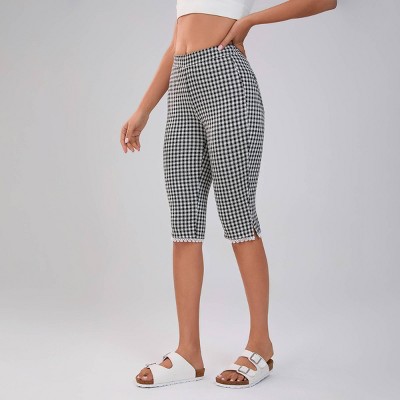Women's Gingham Mid-Rise Capri Pants - Wild Fable™ Black/White