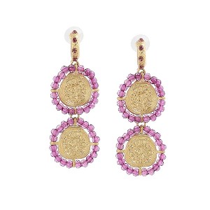 SOHI Women's Pink Circular Drop Earrings - 1 of 3