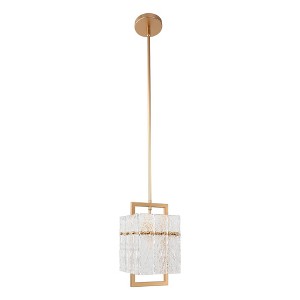 YANSUN 1-Light Gold Metal Pendant Light with Glass Shade E12 Socket Modern Hanging Fixture No Light Bulb Included - 1 of 1