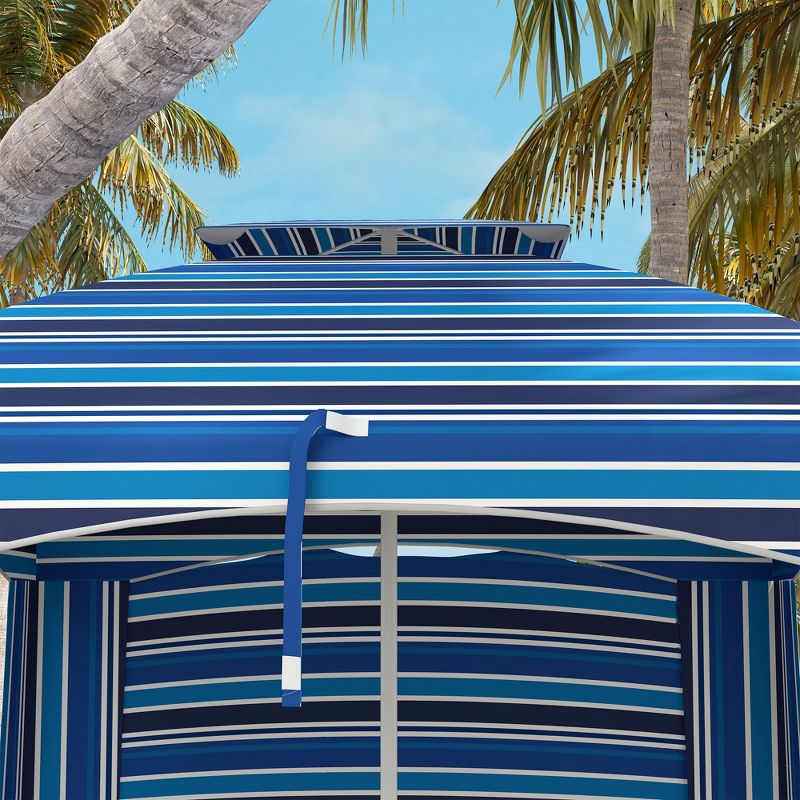 Outsunny 5.8' x 5.8' Cabana Umbrella, Outdoor Beach Umbrella with Double-top, Windows, Sandbags, Carry Bag, 5 of 7