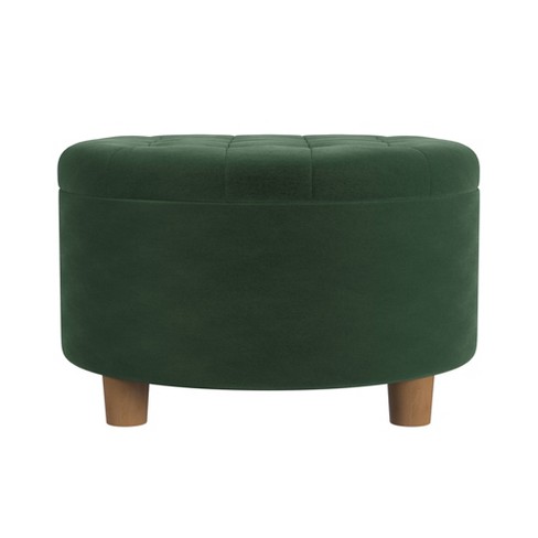 Tufted Round Storage Ottoman Loden Green Velvet - Homepop : Target