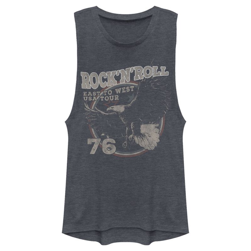 Juniors Womens Lost Gods Rock and Roll Eagle Festival Muscle Tee, 1 of 5