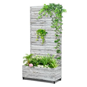 TOAOTBNBO Metal Raised Garden Bed with Trellis and Wheels, Metal Planter Box with Trellis, Garden Box for Climbing Plants, Flower - 1 of 4