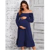 Clearlove Expecting Mothers' Square Neck Long Sleeve Maternity Dress Stretchy Comfort with Flattering Silhouette - 3 of 4