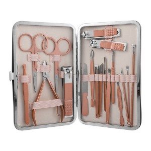 Unique Bargains 1 Set Manicure Set Professional Nail Clippers Kit for Travel Rose Gold Tone Stainless Steel - 1 of 4