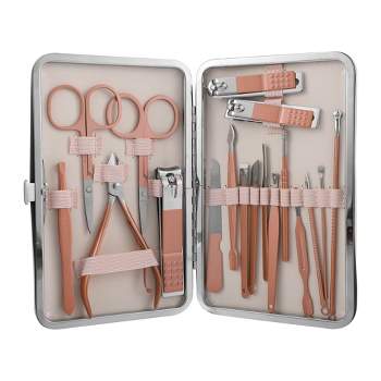 Unique Bargains 1 Set Manicure Set Professional Nail Clippers Kit for Travel Rose Gold Tone Stainless Steel