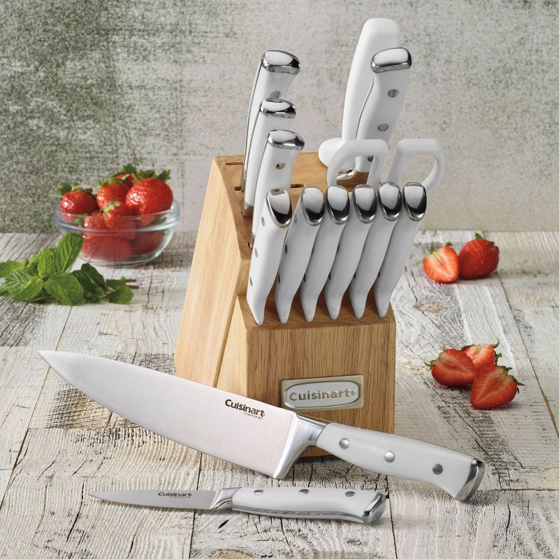Cuisinart Classic 15pc Stainless Steel White Triple Rivet Cutlery Block Set - C77WTR-15P, 4 of 5