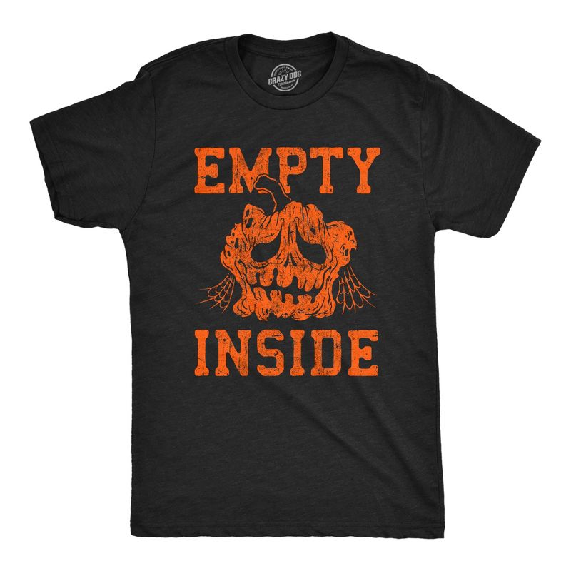 Mens Empty Inside T Shirt Funny Halloween Rotting Jack O Lantern Tee for Guys - Crazy Dog Men's T Shirt For Halloween Season Black S