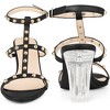 Perphy Studded Heel Ankle T-Strap Chunky Clear Heels Sandals for Women - 3 of 4