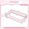 Costway Twin Size Floor Bed with Door & Fence with Safety Guardrails & Slats Support Gray/White/Mint Sky/Icy Aqua/Pink/Beige - 3 of 4