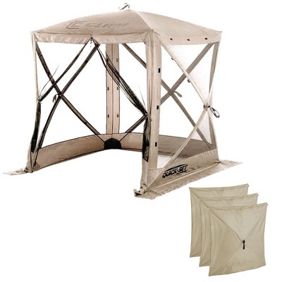 Quick-Set Tan Portable Outdoor Camp Shelter with Wind Panels