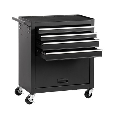 VYNXARIA 4-Drawer Rolling Tool Chest, Cabinet with 4 Wheels Tool Chest with Drawers, Suitable for Garages, Warehouses, Workshops, Repair Shops, Black